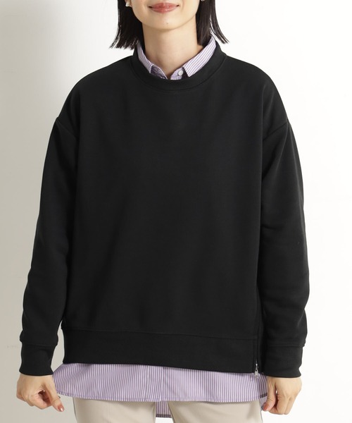 FOUND GOOD（ファウンドグッド）の「サイドZIPクリーンウラケ（スウェット・レディース・ブラウン系3/ブルー系2/アイボリー/ブラック/グレー系5・S/L/M）」の2枚目の写真