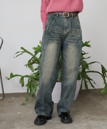 ROOPTOKYO | ヴィンテージ風 切替ワイドデニムパンツ Y2K(デニムパンツ)