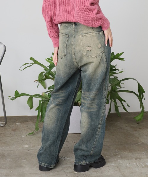 ROOPTOKYO（ループトウキョウ）の「ヴィンテージ風 切替ワイドデニムパンツ Y2K（デニムパンツ・レディース・ブルー・FREE）」の8枚目の写真