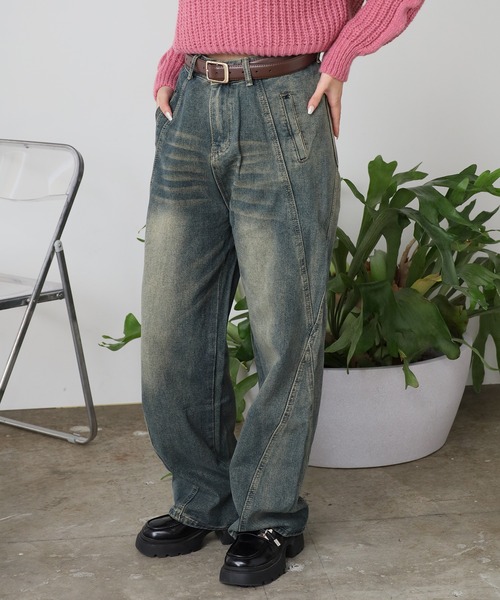 ROOPTOKYO（ループトウキョウ）の「ヴィンテージ風 切替ワイドデニムパンツ Y2K（デニムパンツ・レディース・ブルー・FREE）」の12枚目の写真