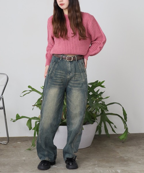 ROOPTOKYO（ループトウキョウ）の「ヴィンテージ風 切替ワイドデニムパンツ Y2K（デニムパンツ・レディース・ブルー・FREE）」の10枚目の写真