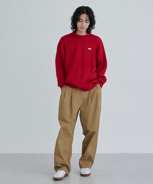 PENNEYS(ぺニーズ)の「垢抜け ワンポイントニット/Penneys(ぺニーズ)別注シャギークルーネックニット(ニット/セーター・メンズ・ダークブラウン/レッド/オリーブ/オフホワイト・M/L/XL)」の21枚目の写真