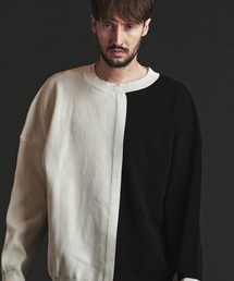NO ID. | 【NO ID.】Fake Layered Knit Crew Neck Pullover / フェイク レイヤード ニット クルーネック プルオーバー(ニット/セーター)