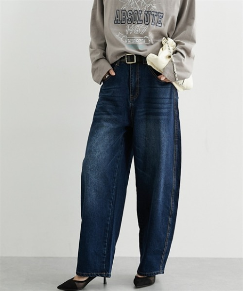 nissen(ニッセン)の「カーブデニムパンツ(デニムパンツ・レディース・ネイビー/ブルー・LL/L/M/S)」の5枚目の写真