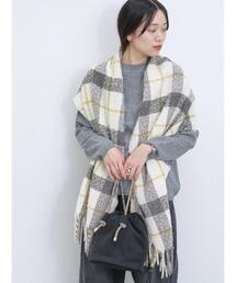 Samansa Mos2 blue | ブークレチェックマフラー(ストール/ショール)