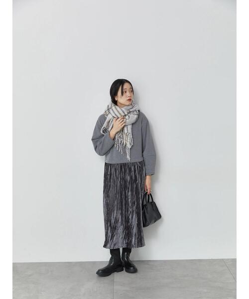 Samansa Mos2 blue（サマンサモスモスブルー）の「ブークレチェックマフラー（ストール/ショール・レディース・キナリ/ブルー/グレー・F）」の7枚目の写真