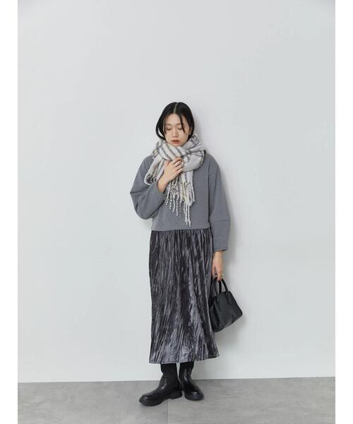 Samansa Mos2 blue（サマンサモスモスブルー）の「ブークレチェックマフラー（ストール/ショール・レディース・キナリ/ブルー/グレー・F）」の8枚目の写真