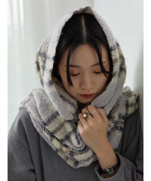 Samansa Mos2 blue（サマンサモスモスブルー）の「ブークレチェックマフラー（ストール/ショール・レディース・キナリ/ブルー/グレー・F）」の10枚目の写真