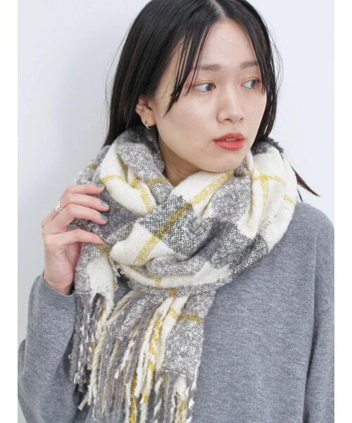 Samansa Mos2 blue（サマンサモスモスブルー）の「ブークレチェックマフラー（ストール/ショール・レディース・キナリ/ブルー/グレー・F）」の19枚目の写真