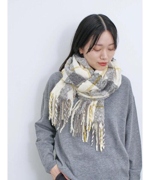 Samansa Mos2 blue（サマンサモスモスブルー）の「ブークレチェックマフラー（ストール/ショール・レディース・キナリ/ブルー/グレー・F）」の20枚目の写真