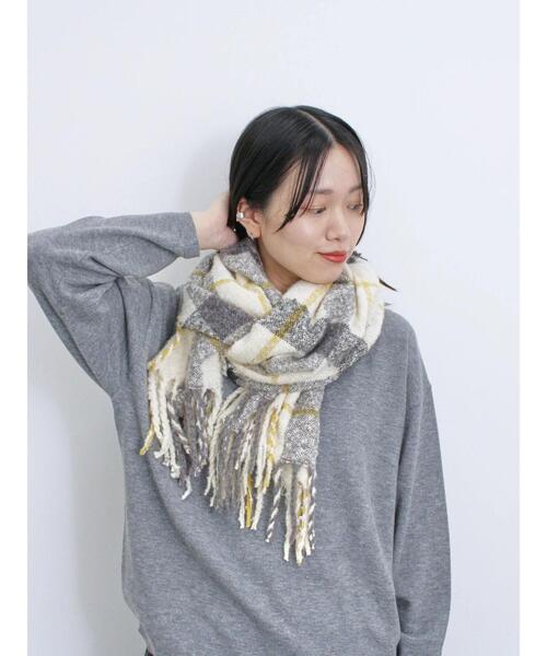 Samansa Mos2 blue（サマンサモスモスブルー）の「ブークレチェックマフラー（ストール/ショール・レディース・キナリ/ブルー/グレー・F）」の21枚目の写真