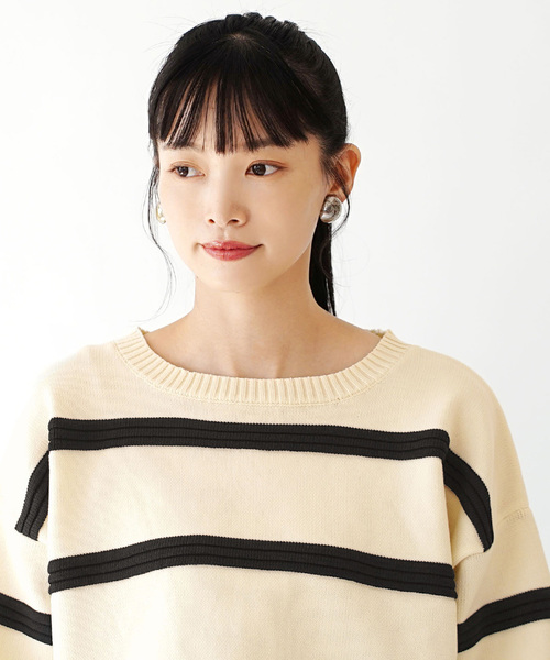 zootie(ズーティー)の「タックボーダー ショートニット(ニット/セーター・レディース・ブラック/アイボリー・フリー)」の17枚目の写真