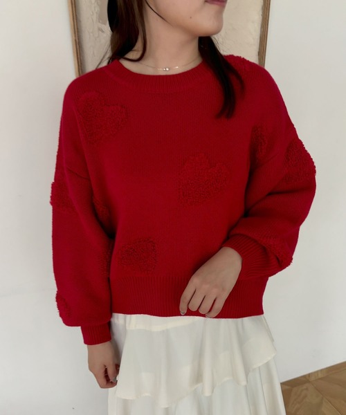 mysty woman(ミスティウーマン)の「ハートジャカードニットプルオーバー 252083(ニット/セーター・レディース・レッド/チャコールグレー/オフホワイト・FREE)」の19枚目の写真