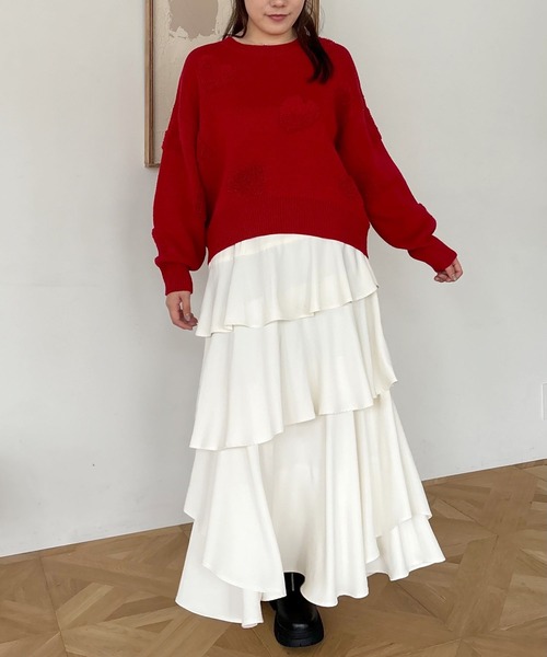 mysty woman(ミスティウーマン)の「ハートジャカードニットプルオーバー 252083(ニット/セーター・レディース・レッド/チャコールグレー/オフホワイト・FREE)」の20枚目の写真