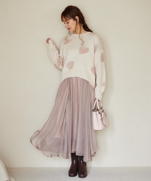 mysty woman(ミスティウーマン)の「ハートジャカードニットプルオーバー 252083(ニット/セーター・レディース・レッド/チャコールグレー/オフホワイト・FREE)」の9枚目の写真