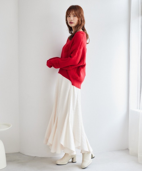 mysty woman(ミスティウーマン)の「ハートジャカードニットプルオーバー 252083(ニット/セーター・レディース・レッド/チャコールグレー/オフホワイト・FREE)」の11枚目の写真