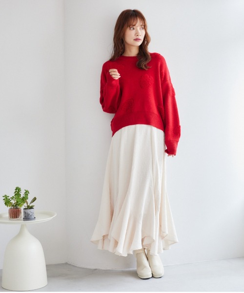 mysty woman(ミスティウーマン)の「ハートジャカードニットプルオーバー 252083(ニット/セーター・レディース・レッド/チャコールグレー/オフホワイト・FREE)」の13枚目の写真