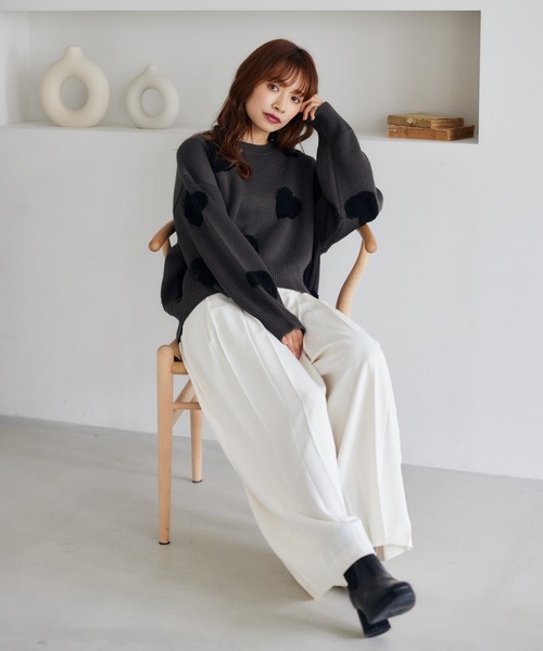 mysty woman(ミスティウーマン)の「ハートジャカードニットプルオーバー 252083(ニット/セーター・レディース・レッド/チャコールグレー/オフホワイト・FREE)」の14枚目の写真