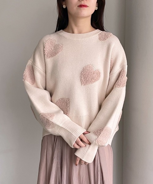 mysty woman(ミスティウーマン)の「ハートジャカードニットプルオーバー 252083(ニット/セーター・レディース・レッド/チャコールグレー/オフホワイト・FREE)」の15枚目の写真