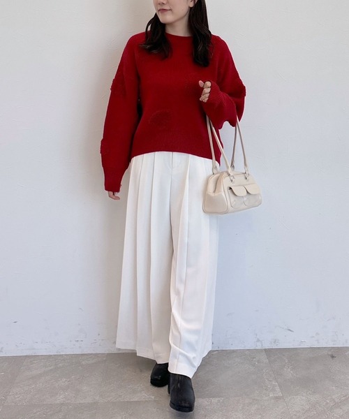 mysty woman(ミスティウーマン)の「ハートジャカードニットプルオーバー 252083(ニット/セーター・レディース・レッド/チャコールグレー/オフホワイト・FREE)」の21枚目の写真