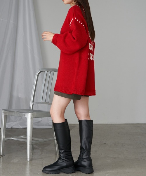 RAY CASSIN（レイカズン）の「【ゆったり着心地】ロゴジャガードチュニックワンピース（ニット/セーター・レディース・レッド/ブルー/チャコールグレー/アイボリー・FREE）」の20枚目の写真