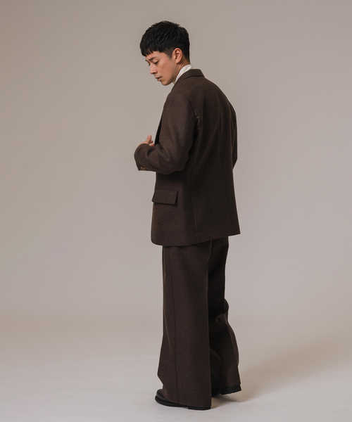 EDIFICE（エディフィス）の「LA BOUCLE (ラブークル) GANSHIN KERSEY ワイドパンツ（スラックス・メンズ・ネイビー/ブラウン・2/3）」の7枚目の写真