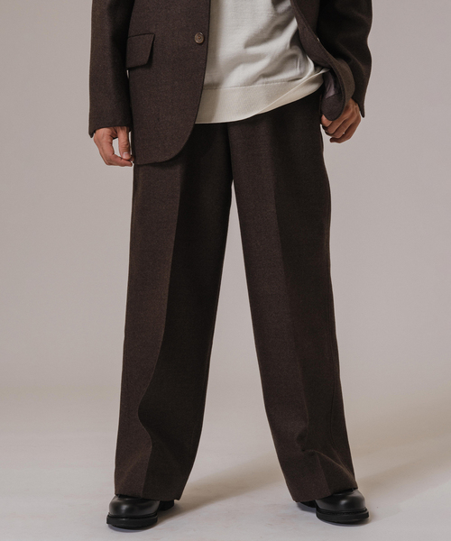 EDIFICE（エディフィス）の「LA BOUCLE (ラブークル) GANSHIN KERSEY ワイドパンツ（スラックス・メンズ・ネイビー/ブラウン・2/3）」の8枚目の写真