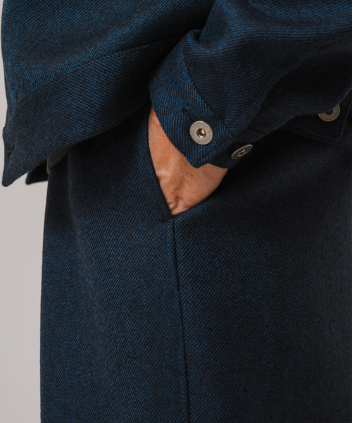 EDIFICE（エディフィス）の「LA BOUCLE (ラブークル) GANSHIN KERSEY ワイドパンツ（スラックス・メンズ・ネイビー/ブラウン・2/3）」の16枚目の写真