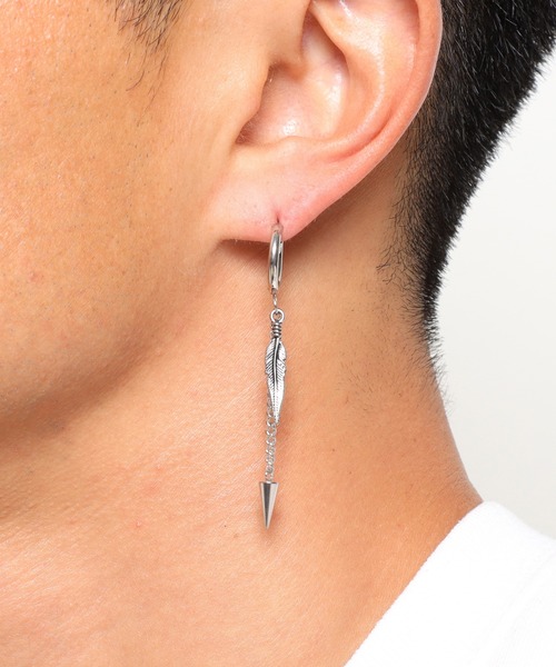 ANCHOR（アンカー）の「フェザーチェーン フープピアス（ピアス（片耳用）・メンズ・シルバー・FREE）」の2枚目の写真