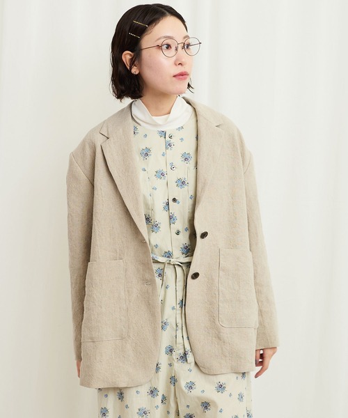 fig Ｌondon（フィグロンドン）の「●LINEN BOLD jacket（テーラードジャケット・レディース・ブラック/ベージュ・FREE）」の15枚目の写真