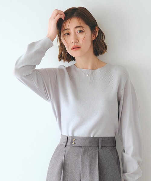 grove(グローブ)の「【洗える】毛玉軽減ニットプルオーバー(ニット/セーター・レディース・ピンク/ライトグレー系9/ブルー系その他4/ベージュ系その他5/ブルー/オフホワイト・03/02/01/04/05)」の3枚目の写真