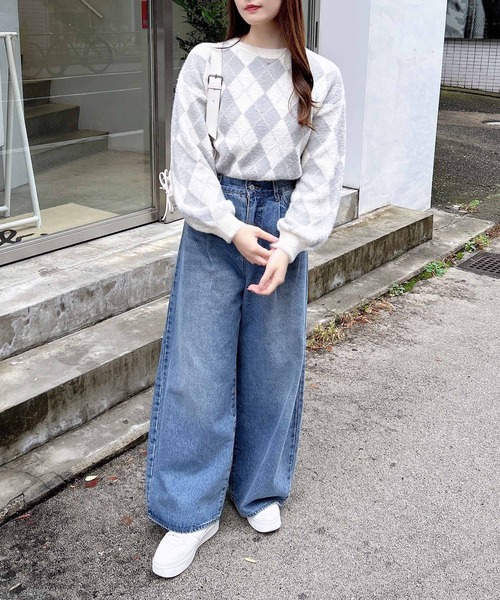 INGNI（イング）の「アーガイル柄フェザーニット（ニット/セーター・レディース・ライトグレー/ベージュ/グレー/ボルドー・M）」の17枚目の写真