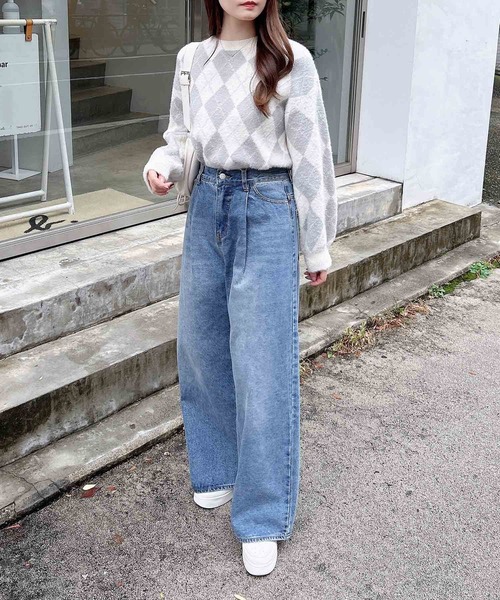 INGNI（イング）の「アーガイル柄フェザーニット（ニット/セーター・レディース・ライトグレー/ベージュ/グレー/ボルドー・M）」の19枚目の写真