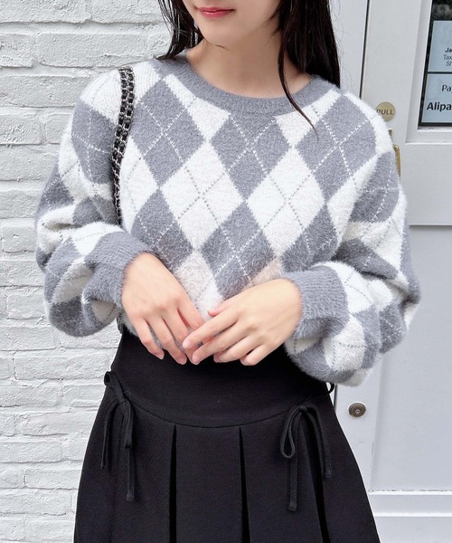 INGNI（イング）の「アーガイル柄フェザーニット（ニット/セーター・レディース・ライトグレー/ベージュ/グレー/ボルドー・M）」の21枚目の写真