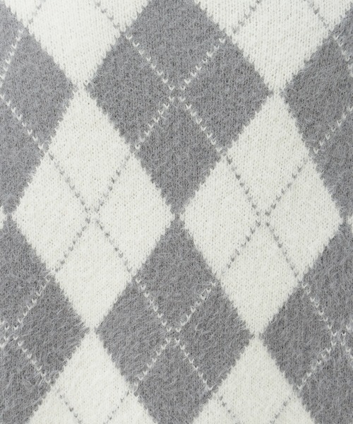 INGNI（イング）の「アーガイル柄フェザーニット（ニット/セーター・レディース・ライトグレー/ベージュ/グレー/ボルドー・M）」の8枚目の写真