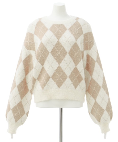 INGNI（イング）の「アーガイル柄フェザーニット（ニット/セーター・レディース・ライトグレー/ベージュ/グレー/ボルドー・M）」の9枚目の写真