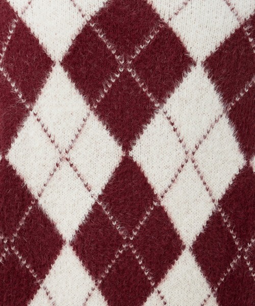 INGNI（イング）の「アーガイル柄フェザーニット（ニット/セーター・レディース・ライトグレー/ベージュ/グレー/ボルドー・M）」の12枚目の写真