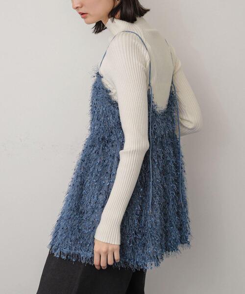 SENSE OF PLACE by URBAN RESEARCH（センスオブプレイスバイアーバンリサーチ）の「フェザーフリンジキャミビスチェ（その他トップス・レディース・グレー/ブルー/ブラック・ONE）」の3枚目の写真