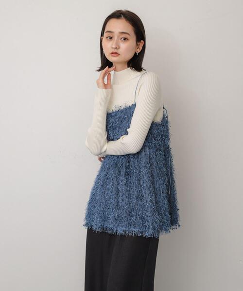 SENSE OF PLACE by URBAN RESEARCH（センスオブプレイスバイアーバンリサーチ）の「フェザーフリンジキャミビスチェ（その他トップス・レディース・グレー/ブルー/ブラック・ONE）」の7枚目の写真