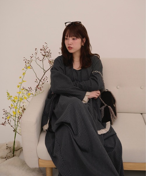 試着のみ ロワンニュイ ランダムドレープキャミワンピース ブラウン random drape camisole one-piece / ランダムドレープキャミ