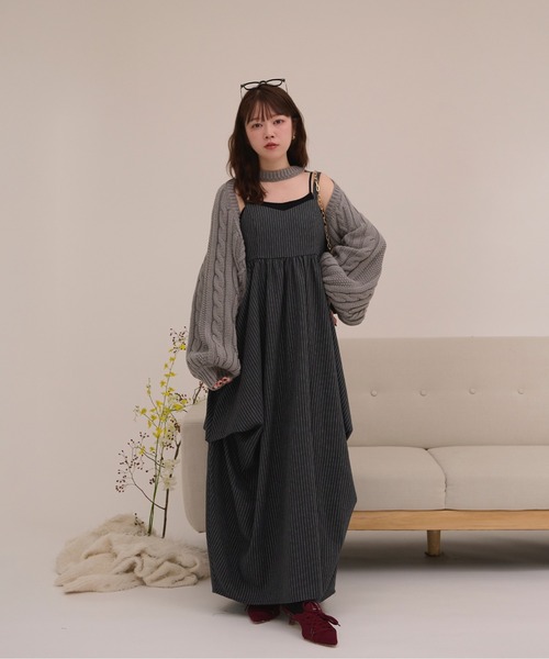loin nuit（ロワンニュイ）の「random drape camisole one-piece