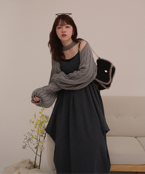 loin nuit（ロワンニュイ）の「random drape camisole one-piece