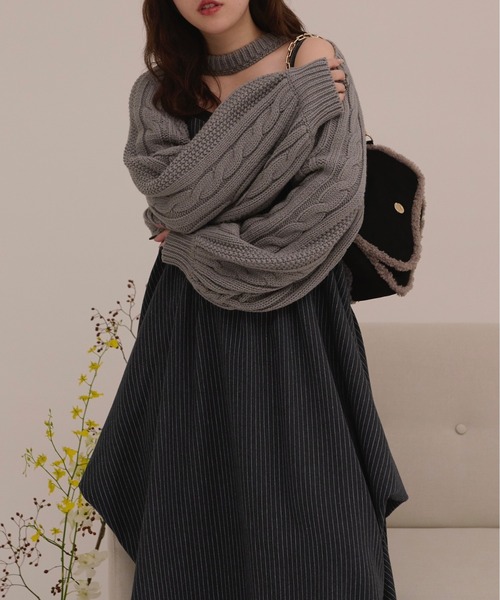 試着のみ ロワンニュイ ランダムドレープキャミワンピース ブラウン loin nuit（ロワンニュイ）の「random drape camisole one-piece
