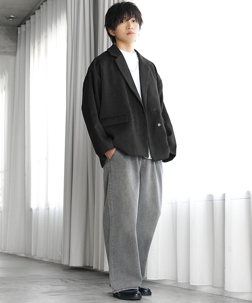 MinoriTY(マイノリティ)の「【MinoriTY】レトロツイードWテーラードジャケット メンズ オーバーサイズ 秋服(テーラードジャケット・メンズ・ブラック/チャコール/ネイビー/ブラウン・S/M/L)」の21枚目の写真