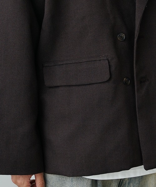 MinoriTY(マイノリティ)の「【MinoriTY】レトロツイードWテーラードジャケット メンズ オーバーサイズ 秋服(テーラードジャケット・メンズ・ブラック/チャコール/ネイビー/ブラウン・S/M/L)」の6枚目の写真