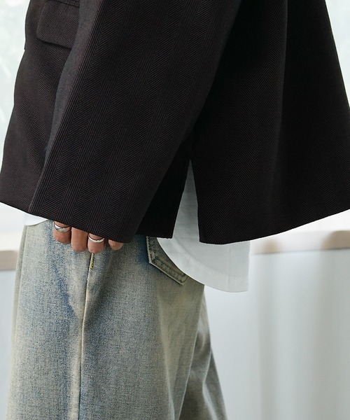 MinoriTY(マイノリティ)の「【MinoriTY】レトロツイードWテーラードジャケット メンズ オーバーサイズ 秋服(テーラードジャケット・メンズ・ブラック/チャコール/ネイビー/ブラウン・S/M/L)」の8枚目の写真