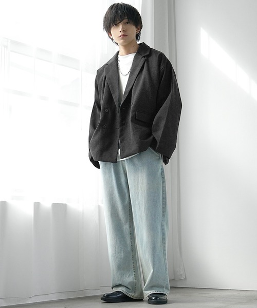 MinoriTY(マイノリティ)の「【MinoriTY】レトロツイードWテーラードジャケット メンズ オーバーサイズ 秋服(テーラードジャケット・メンズ・ブラック/チャコール/ネイビー/ブラウン・S/M/L)」の11枚目の写真