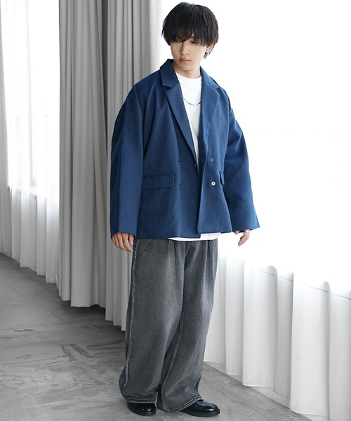 MinoriTY(マイノリティ)の「【MinoriTY】レトロツイードWテーラードジャケット メンズ オーバーサイズ 秋服(テーラードジャケット・メンズ・ブラック/チャコール/ネイビー/ブラウン・S/M/L)」の14枚目の写真