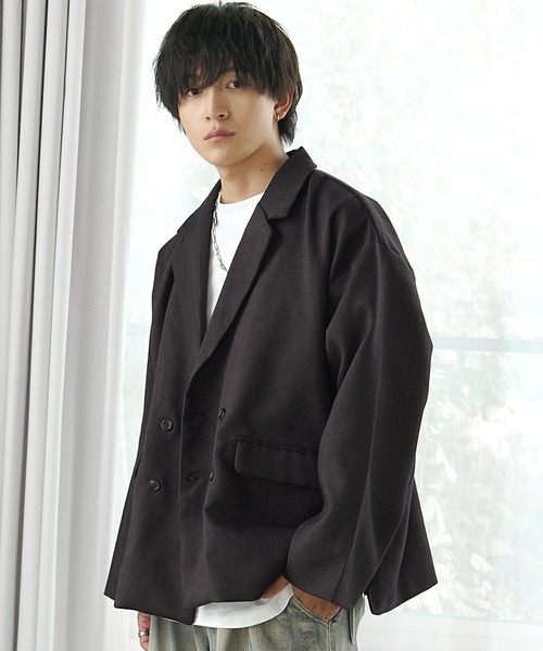 MinoriTY(マイノリティ)の「【MinoriTY】レトロツイードWテーラードジャケット メンズ オーバーサイズ 秋服(テーラードジャケット・メンズ・ブラック/チャコール/ネイビー/ブラウン・S/M/L)」の16枚目の写真
