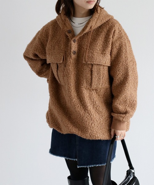 cepo（セポ）の「ＷＰＫブークレフーディチュニック（チュニック・レディース・オフホワイト/ブラウン・M）」の15枚目の写真